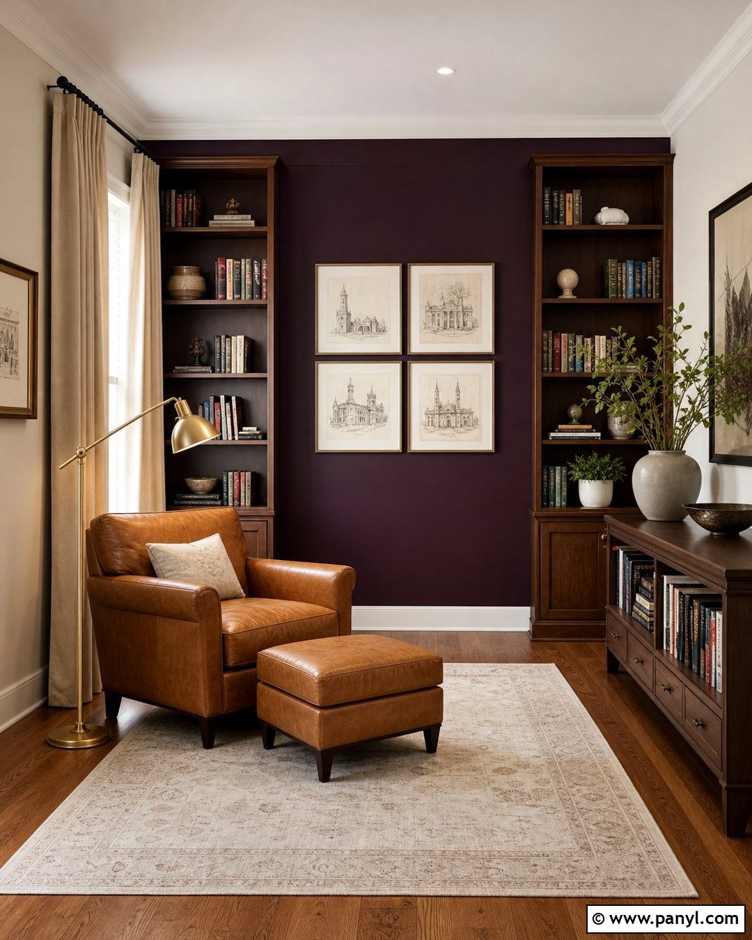 Blackberry Accent Wall Reading Room - 20 Sherwin William Accent Wall Ideas