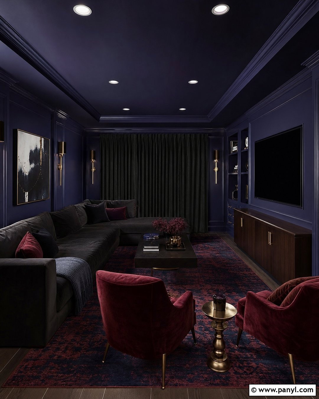 Blackened Indigo Gothic Media Room - 20 Gothic Paint Colors Dark Walls