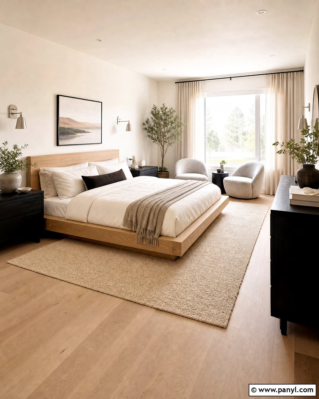 Bleached Oak And Black Wood Bedroom - 20 wood tones that go together ideas