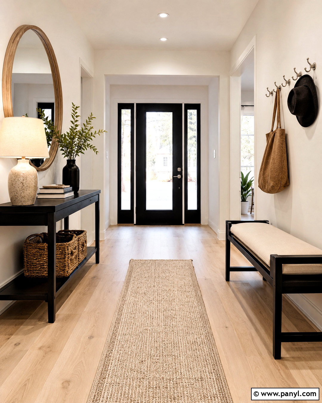 Bleached Oak And Ebony Entryway - 20 different wood tones in one room ideas