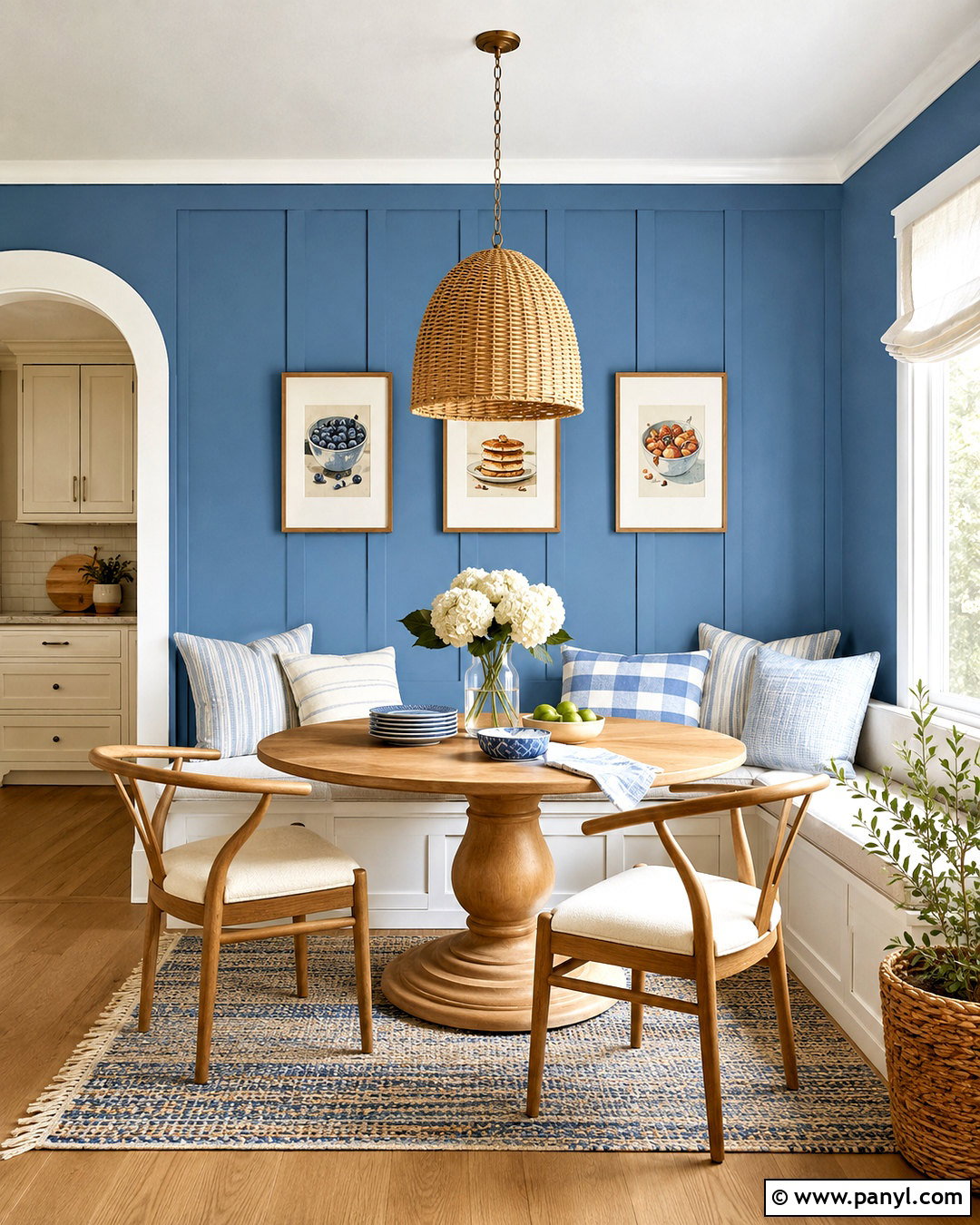 Blue Accent Wall Breakfast Nook - 20 blue accent walls
