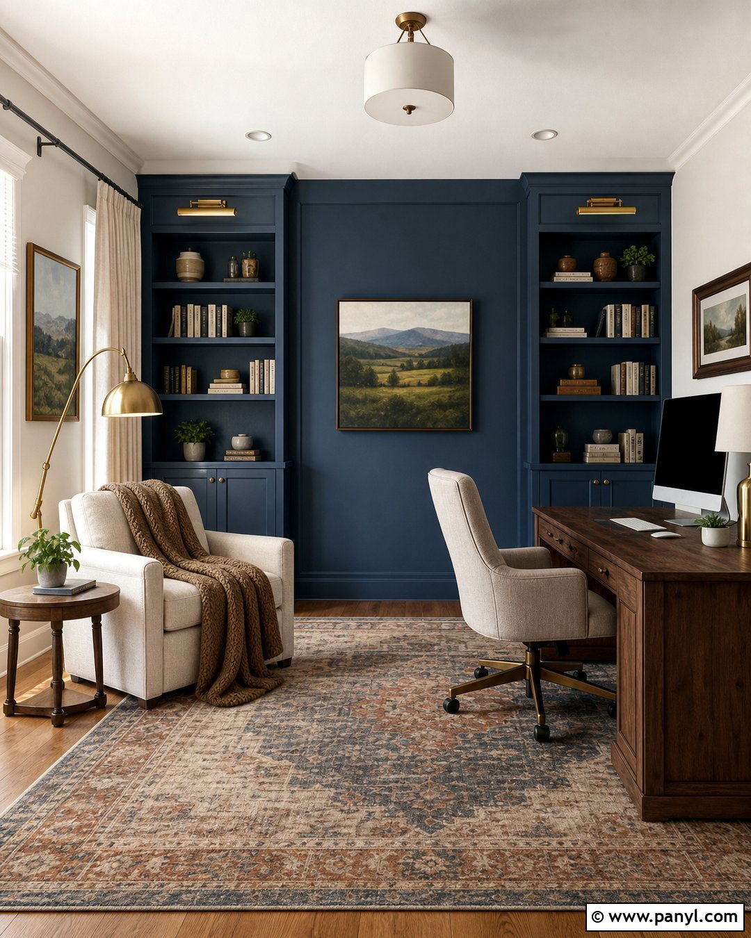 Blue Accent Wall Reading And Study Room - 20 Blue Accent Wall Study Room Ideas