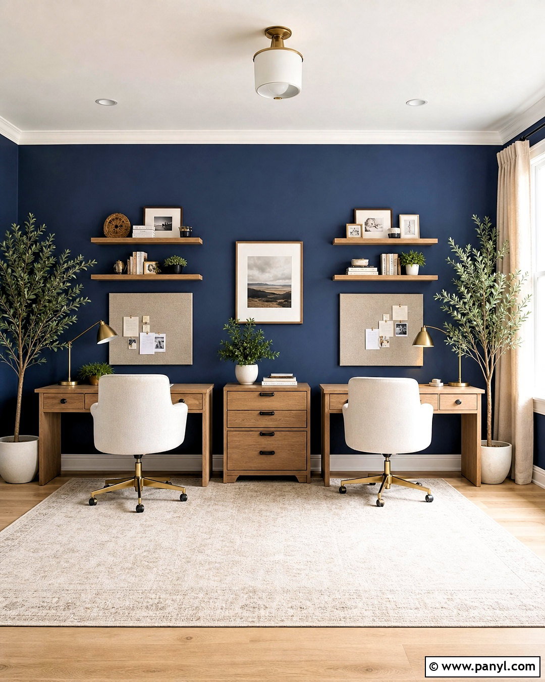 Blue Accent Wall Shared Office - 20 blue accent wall office ideas