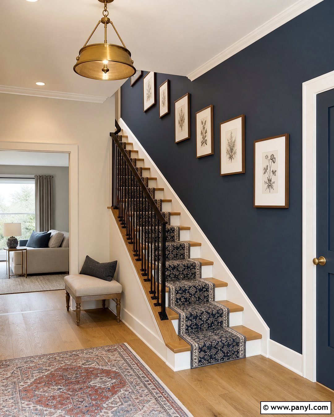 Blue Accent Wall Staircase - 20 Cream Walls With Blue Accent Wall Ideas