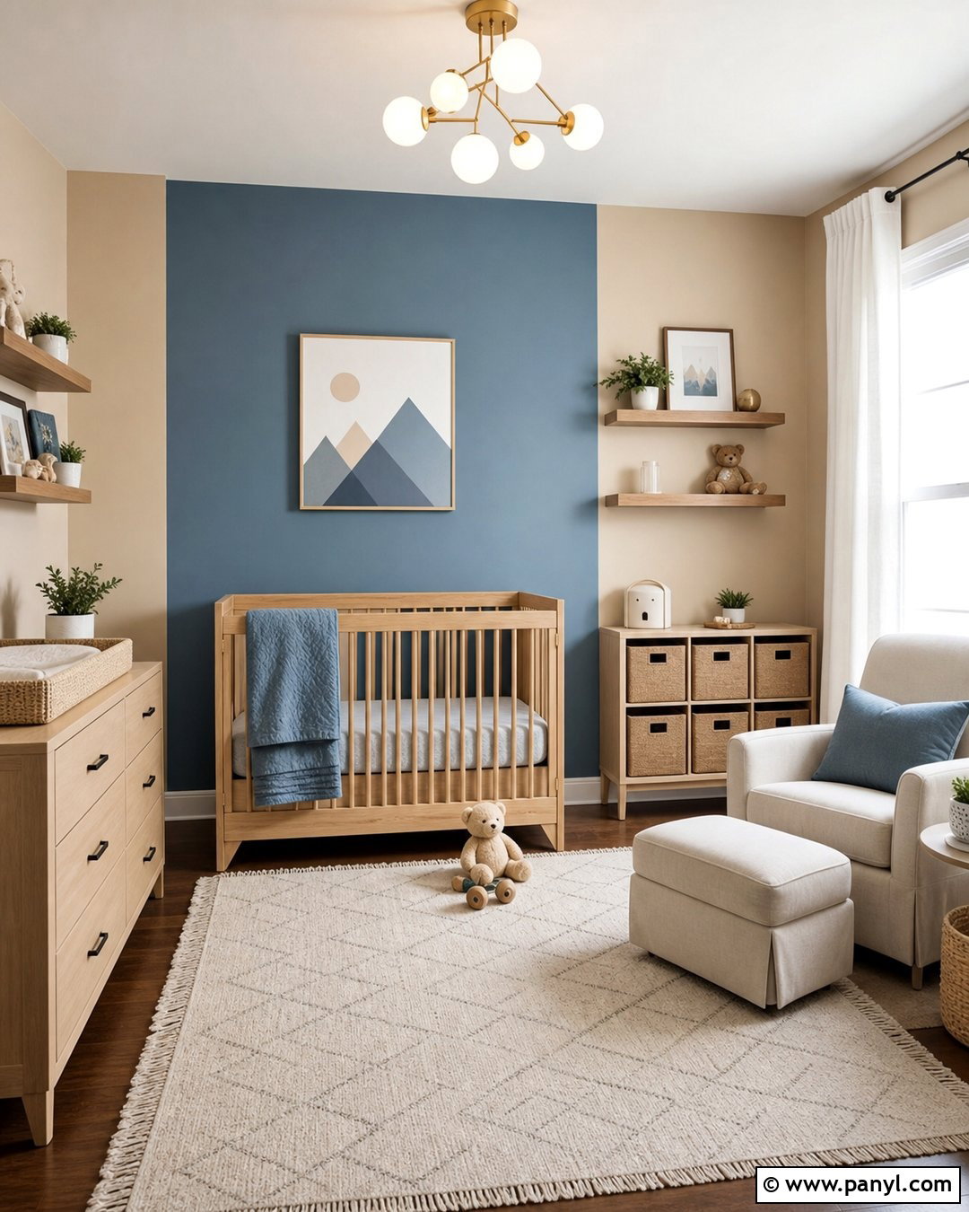 Blue And Beige Color Block Nursery Walls - 25 Two Tone Nursery Walls