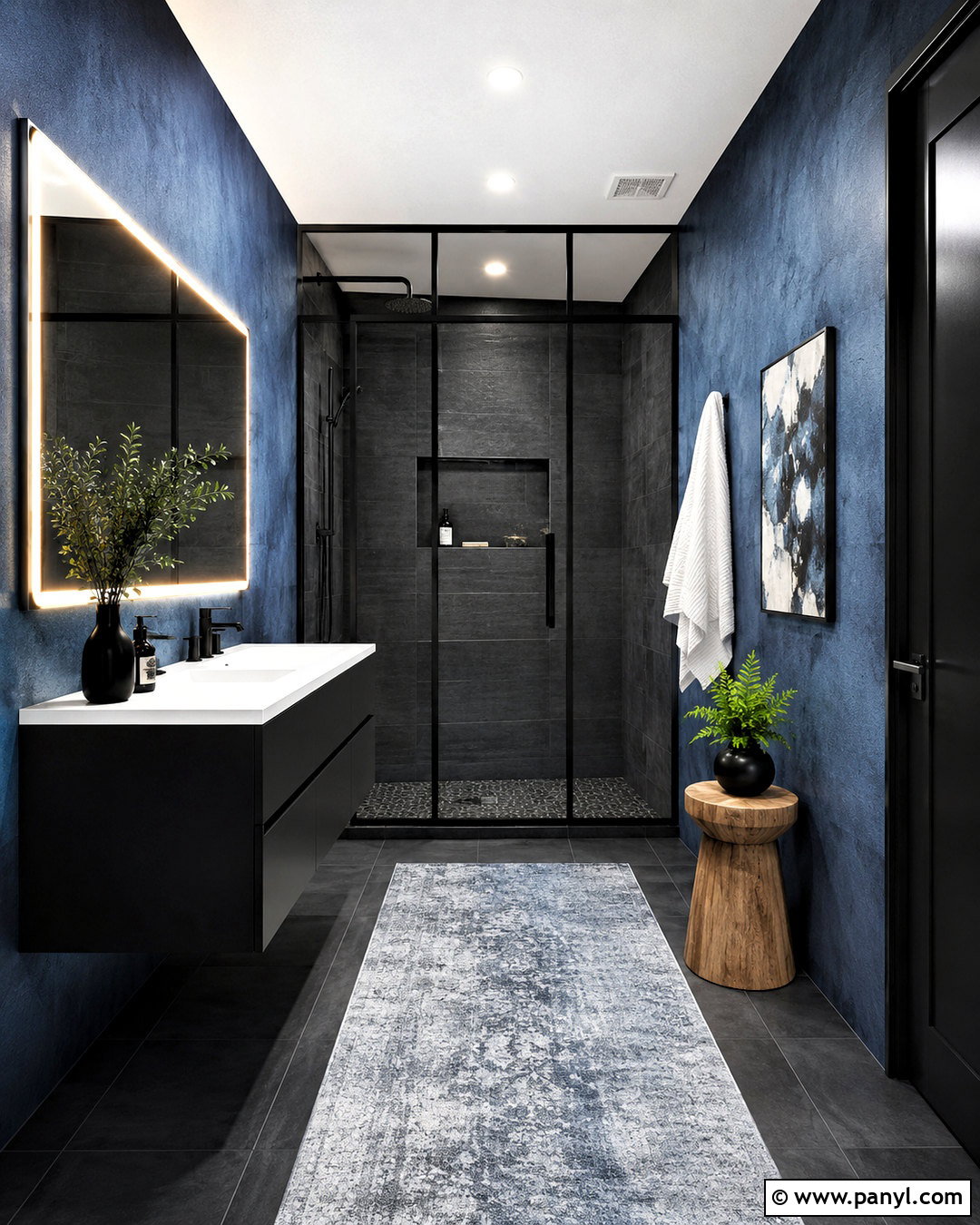 Blue And Black Bathroom - 20 moody blue bathroom ideas