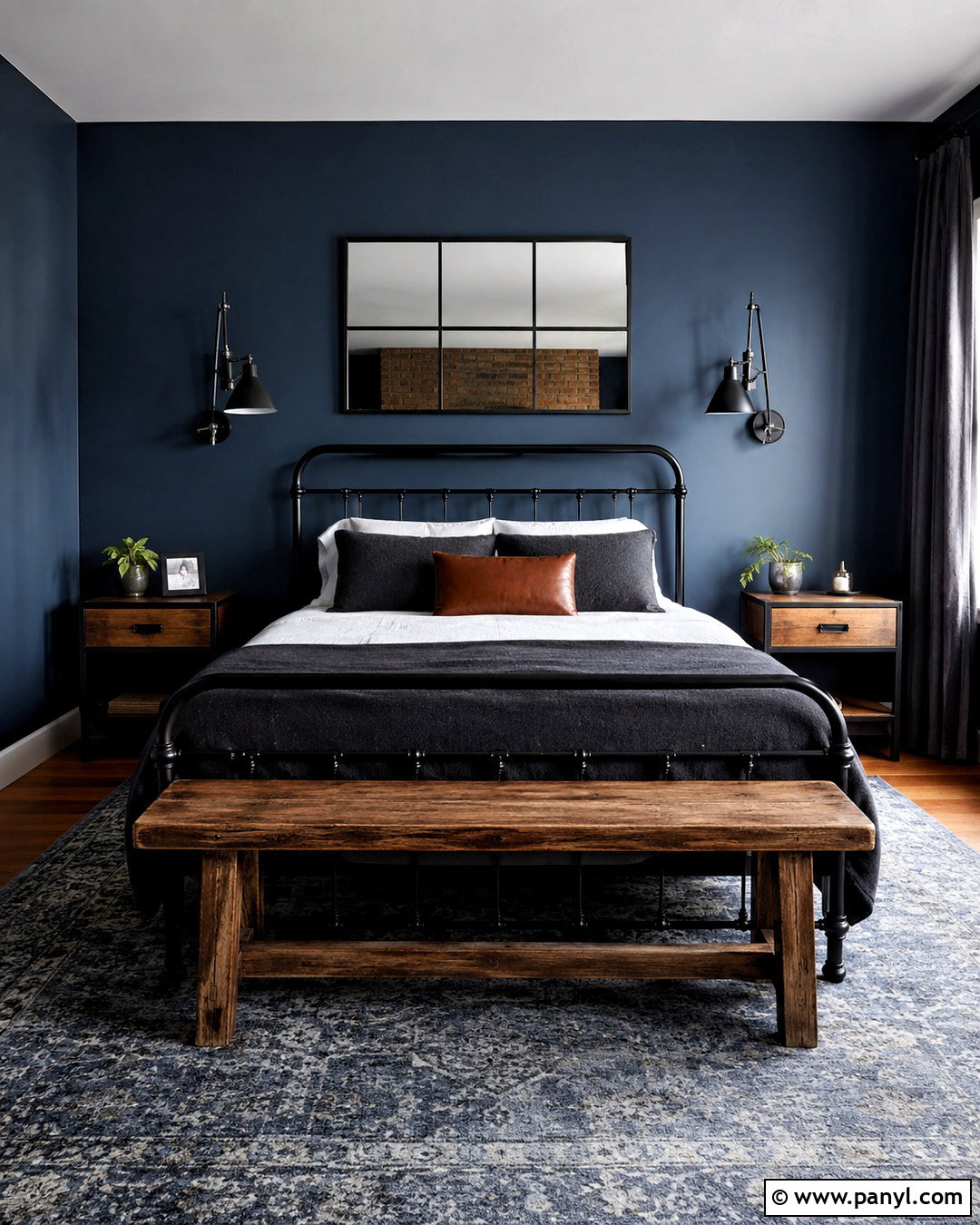 Blue And Black Industrial Bedroom - 20 blue colour bedroom ideas
