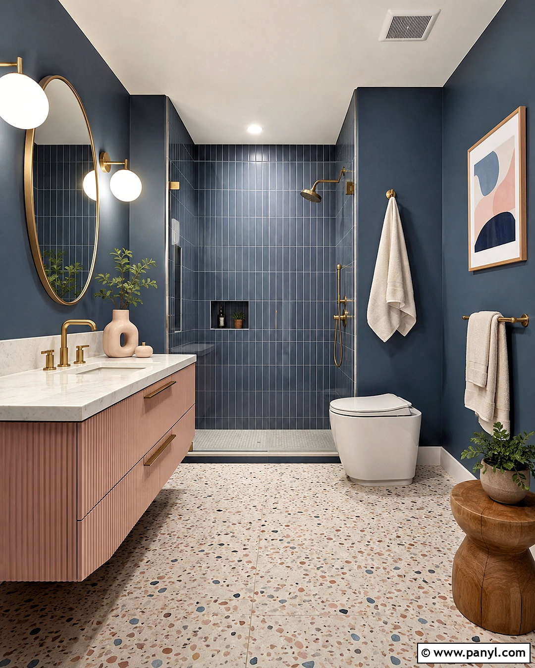 Blue And Blush Bathroom - 20 moody blue bathroom ideas