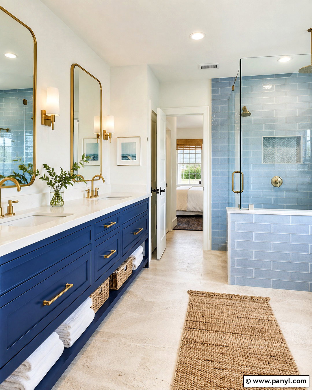 Blue And Brass Bathroom - 20 coastal blue bathroom ideas