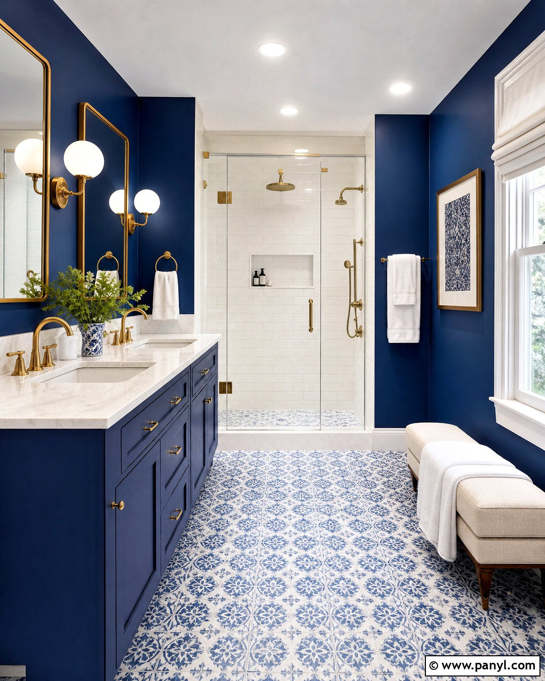 Blue And Brass Bathroom - 20 bathroom remodel blue ideas