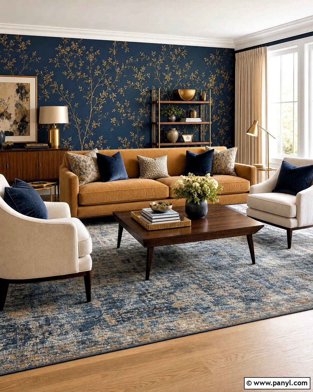 Blue And Gold Wallpaper Living Room - 20 gold wallpaper living room ideas