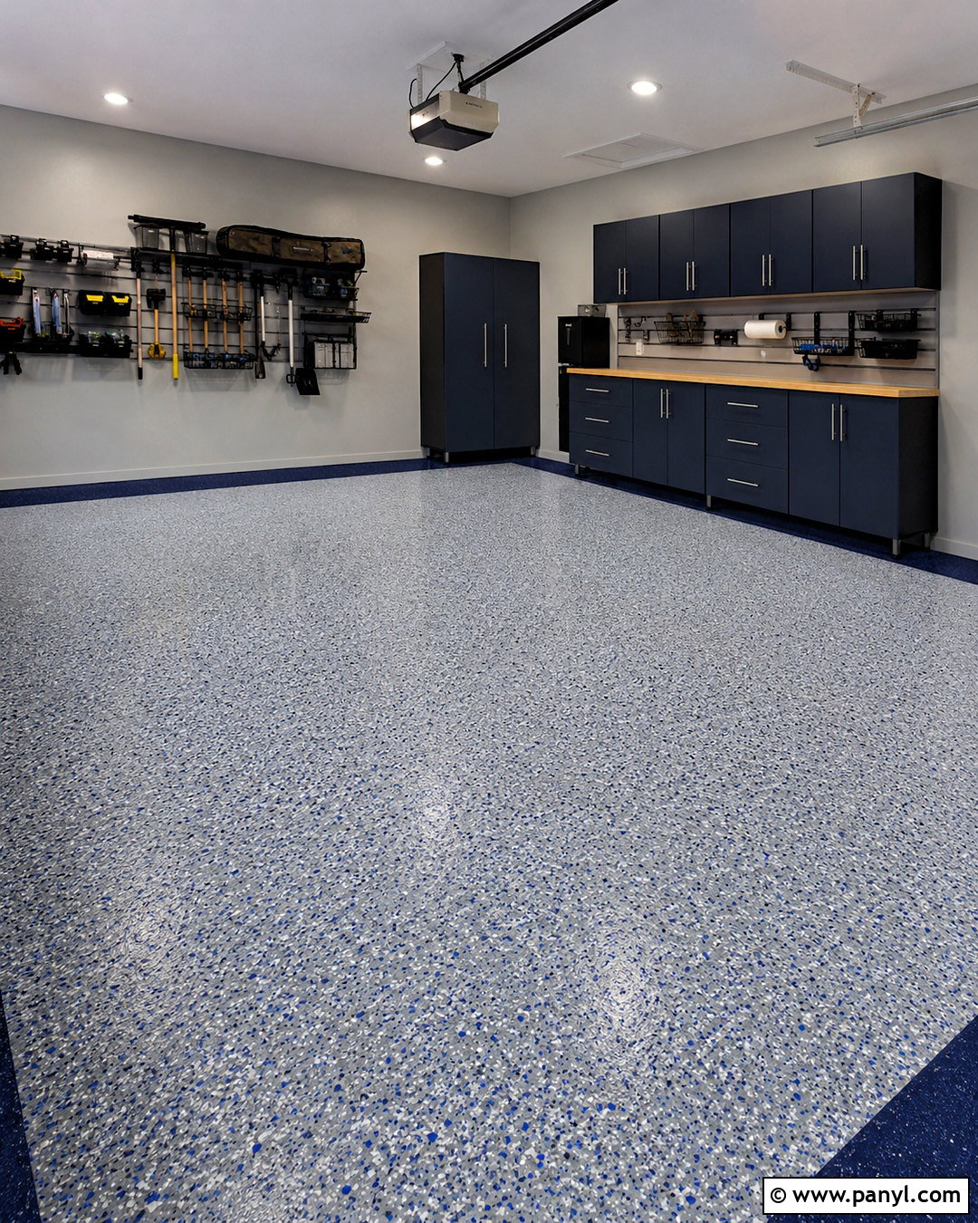Blue And Gray Flake Garage Floor - 20 painted garage floors