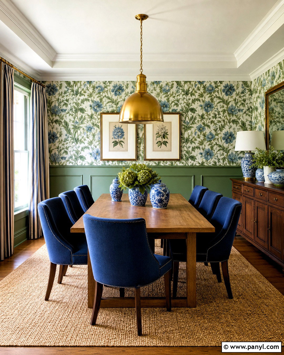 Blue And Green Botanical Dining Room - 20 green and blue decor ideas