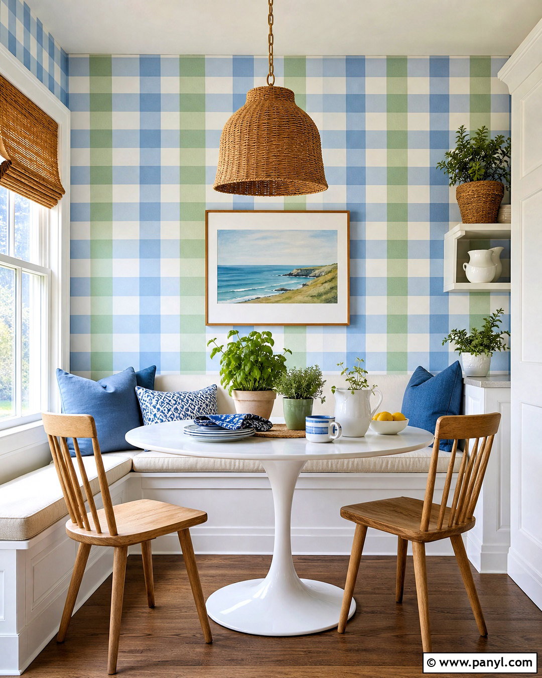 Blue And Green Checkered Breakfast Nook Wall - 20 diy checkered wall ideas