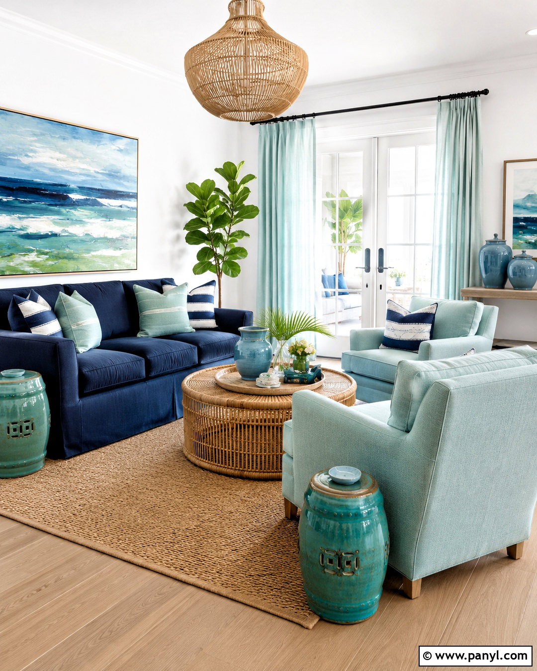 Blue And Green Coastal Living Room - 20 blue and green interior design ideas