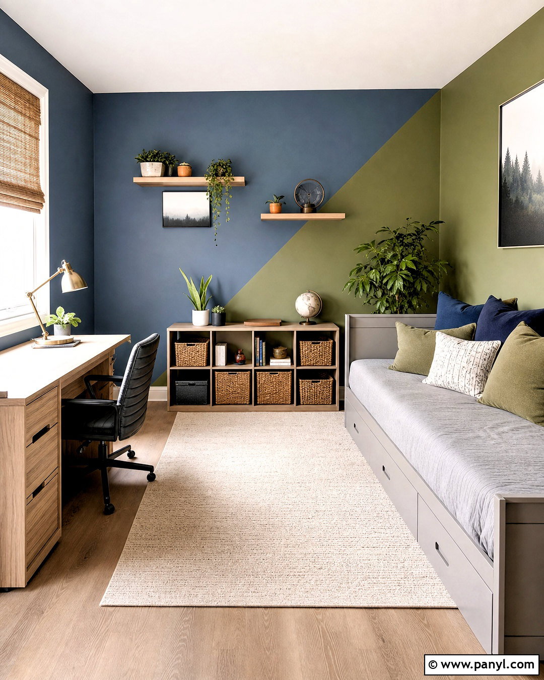 Blue And Green Geometric Two Tone Wall - 20 two tone wall paint ideas