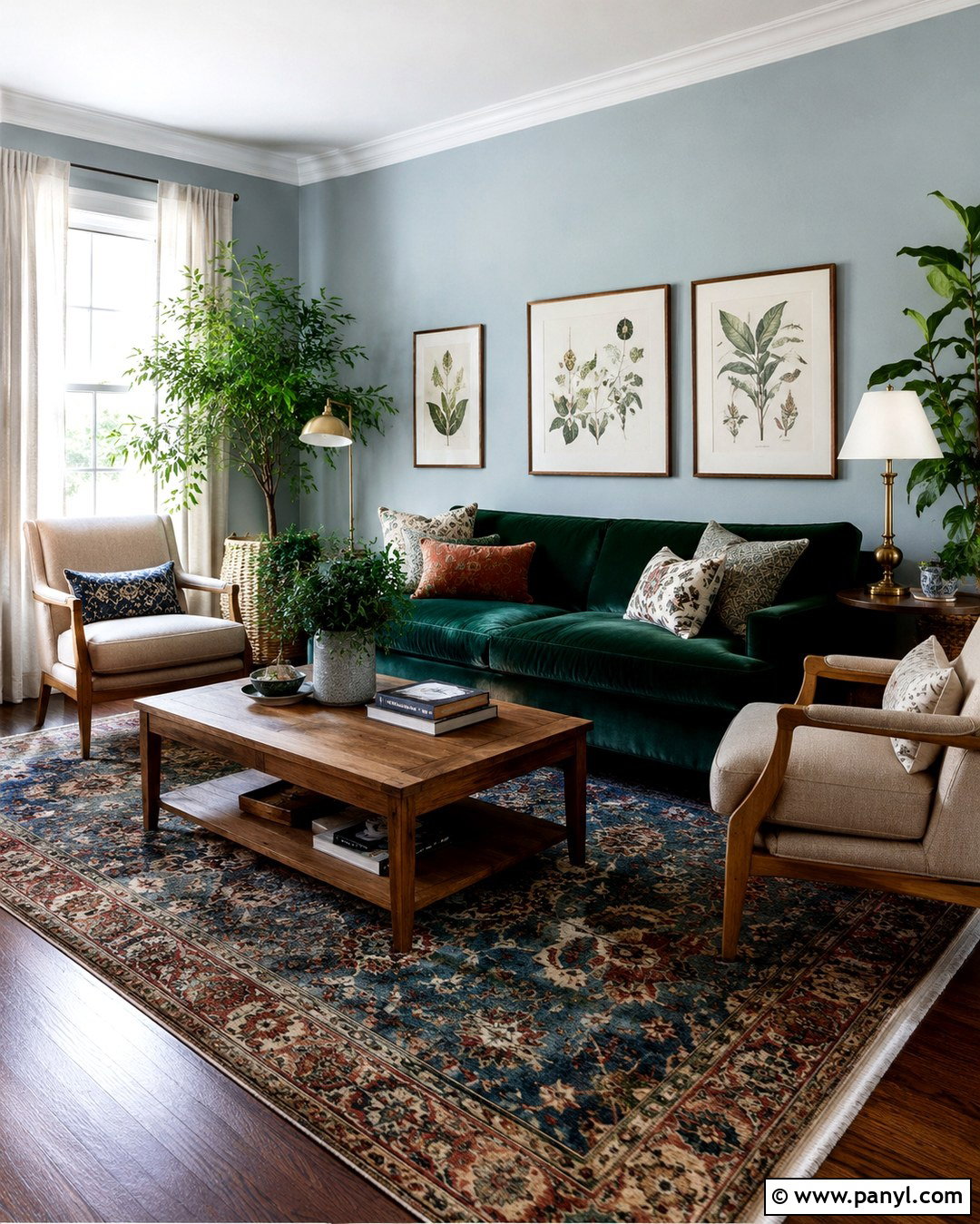 Blue And Green Lounge Room - 20 Blue Wall Lounge Room Ideas