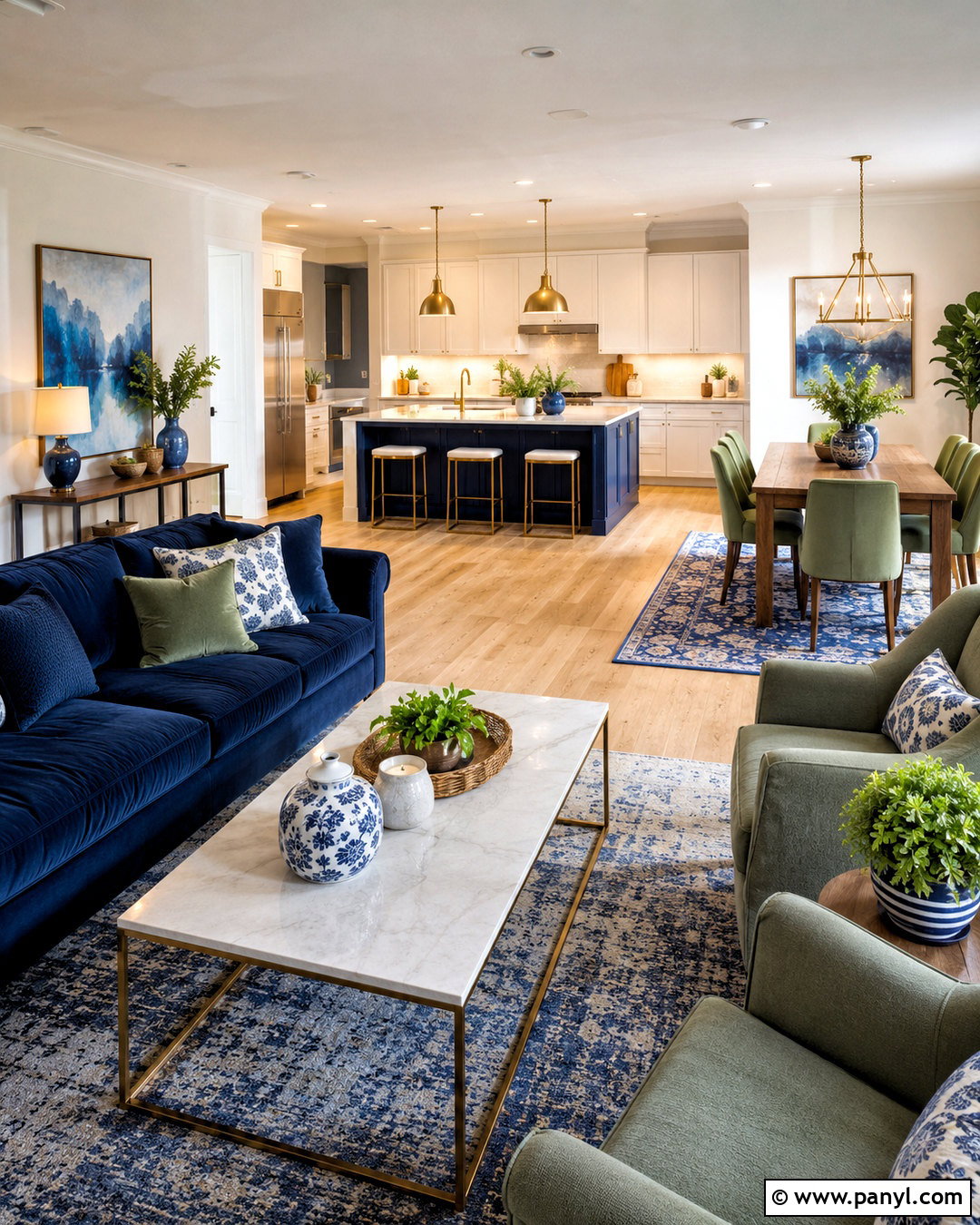 Blue And Green Open Plan Interior - 20 blue and green interior design ideas