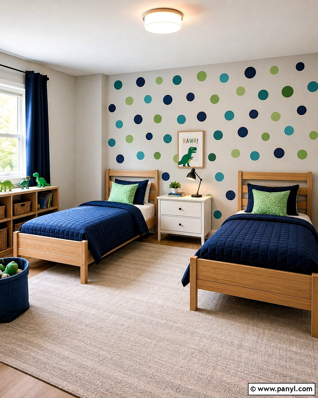 Blue And Green Polka Dot Kids Room Wall - 40 polka dot walls