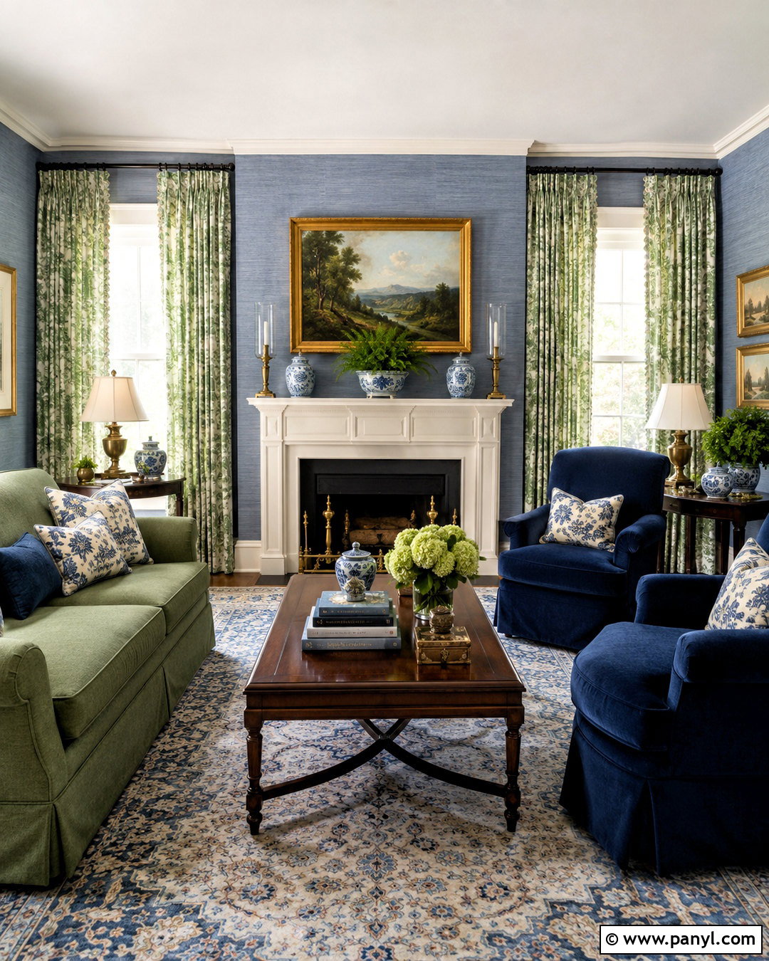 Blue And Green Traditional Sitting Room - 20 blue and green interior design ideas