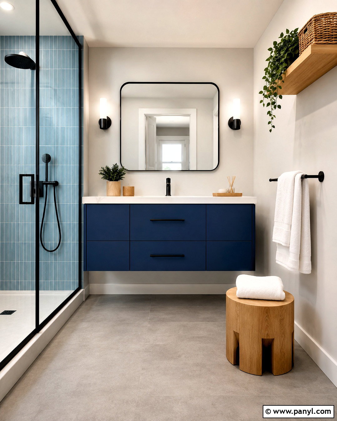 Blue And Matte Black Bathroom - 20 modern blue bathroom ideas