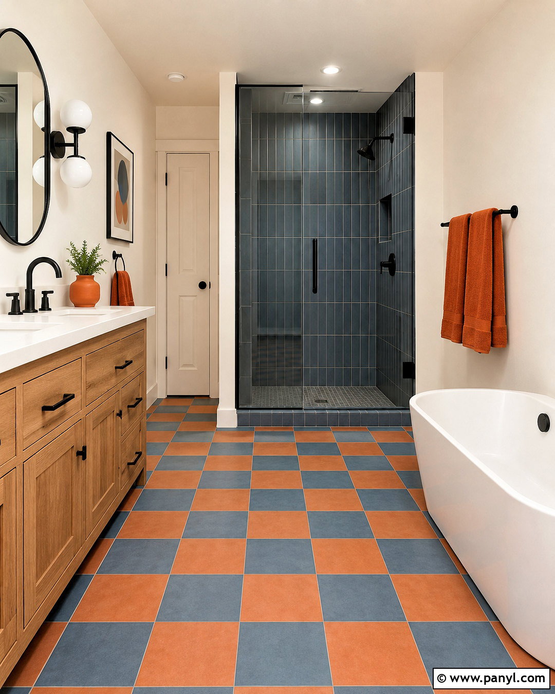 Blue And Orange Checkerboard Bathroom - 20 blue and orange bathroom ideas