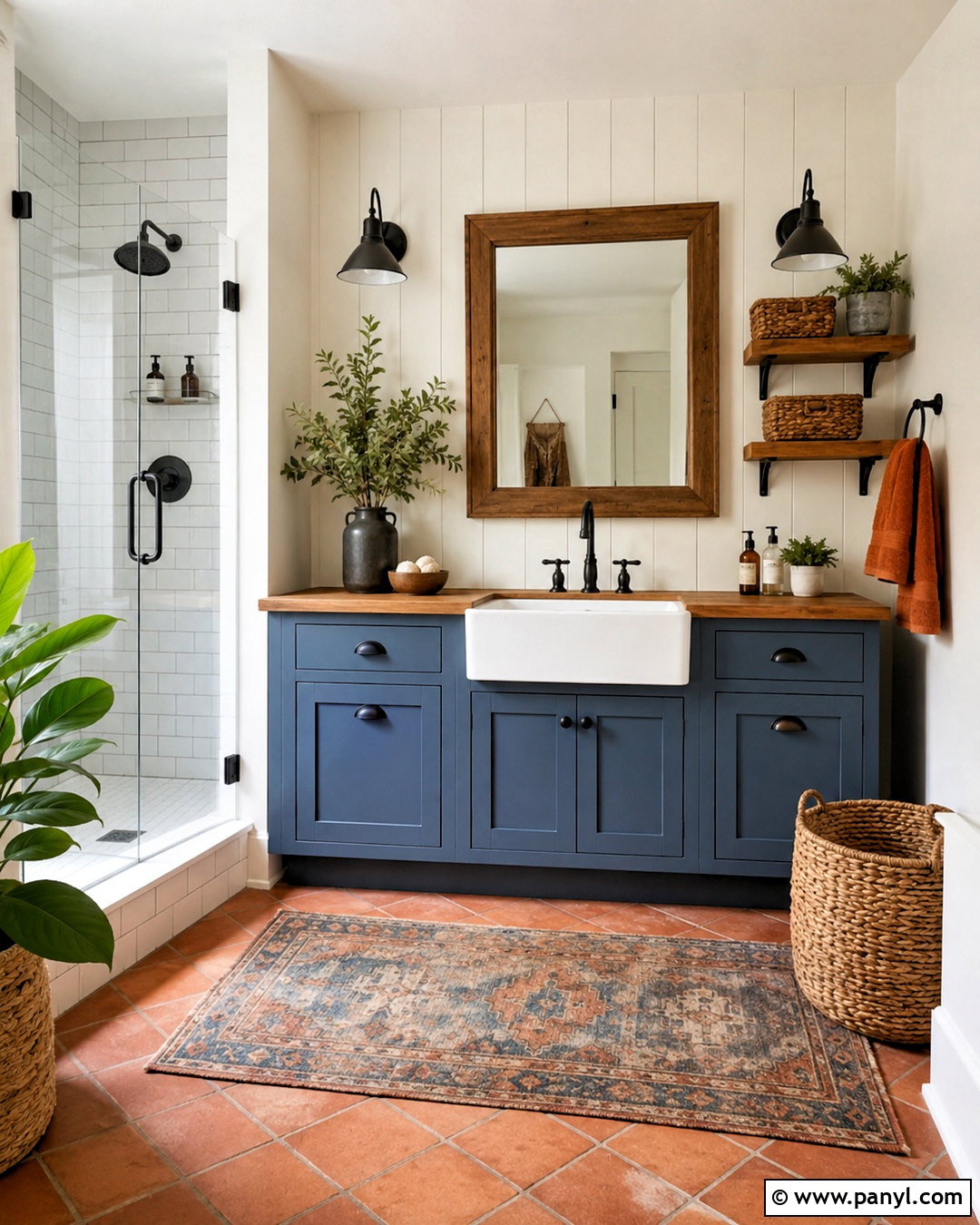 Blue And Orange Farmhouse Bathroom - 20 blue and orange bathroom ideas