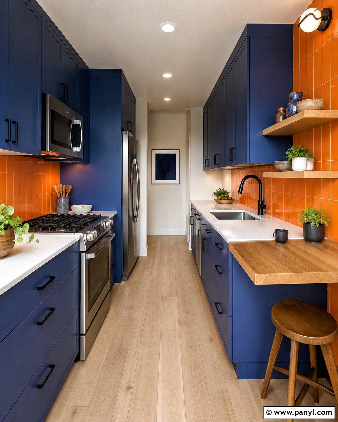 Blue And Orange Galley Kitchen - 20 blue and orange kitchen ideas