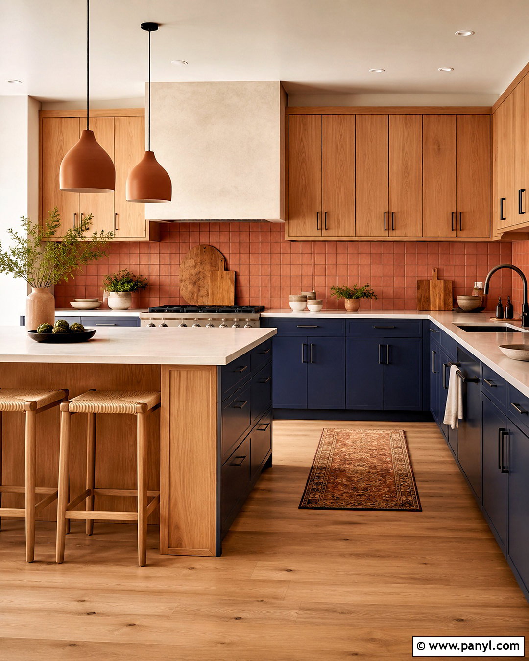 Blue And Orange Kitchen With Natural Wood - 20 blue and orange kitchen ideas