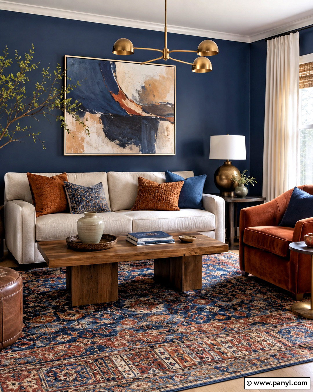 Blue And Orange Living Room - 20 blue paint living room ideas