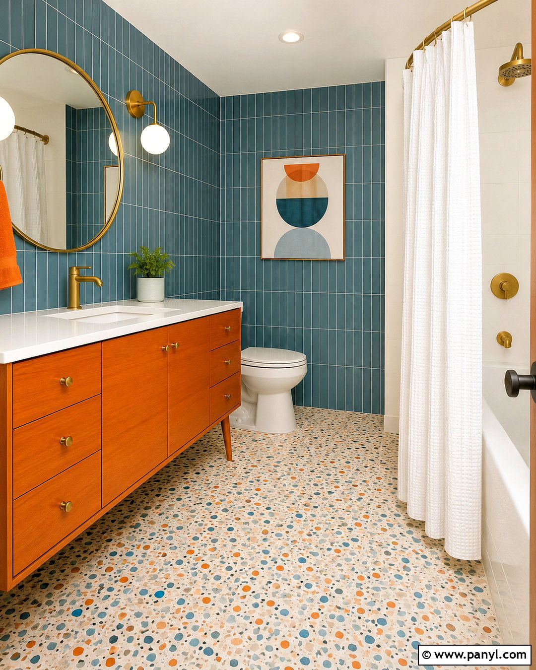 Blue And Orange Midcentury Bathroom - 20 blue and orange bathroom ideas