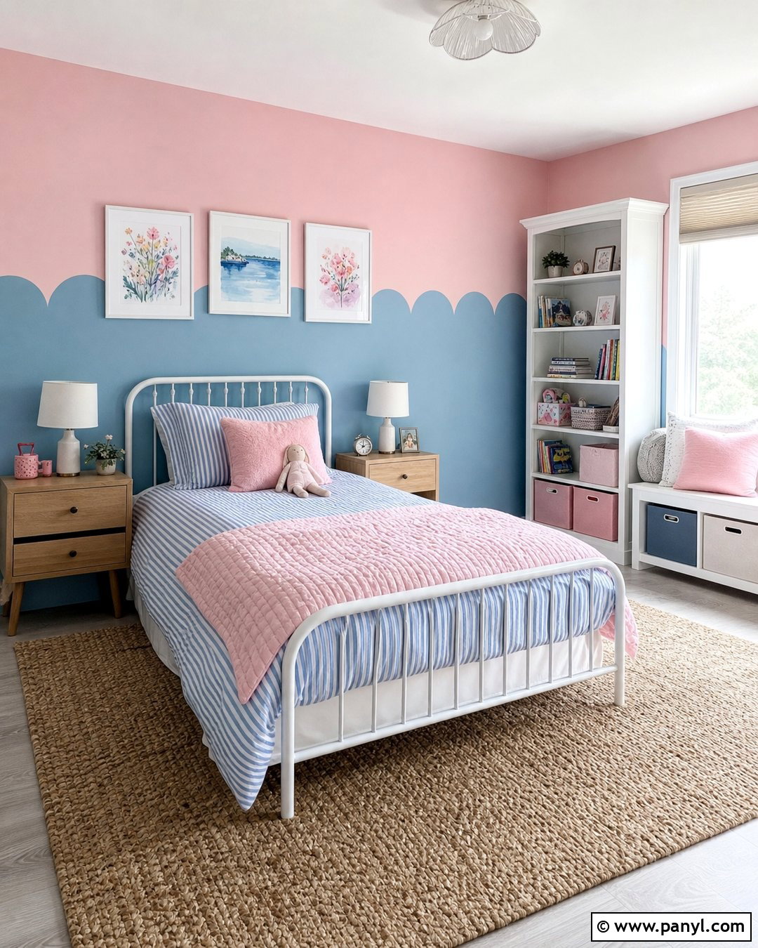 Blue And Pink Scalloped Wall - 25 Scalloped Painted Wall Girls Room Ideas