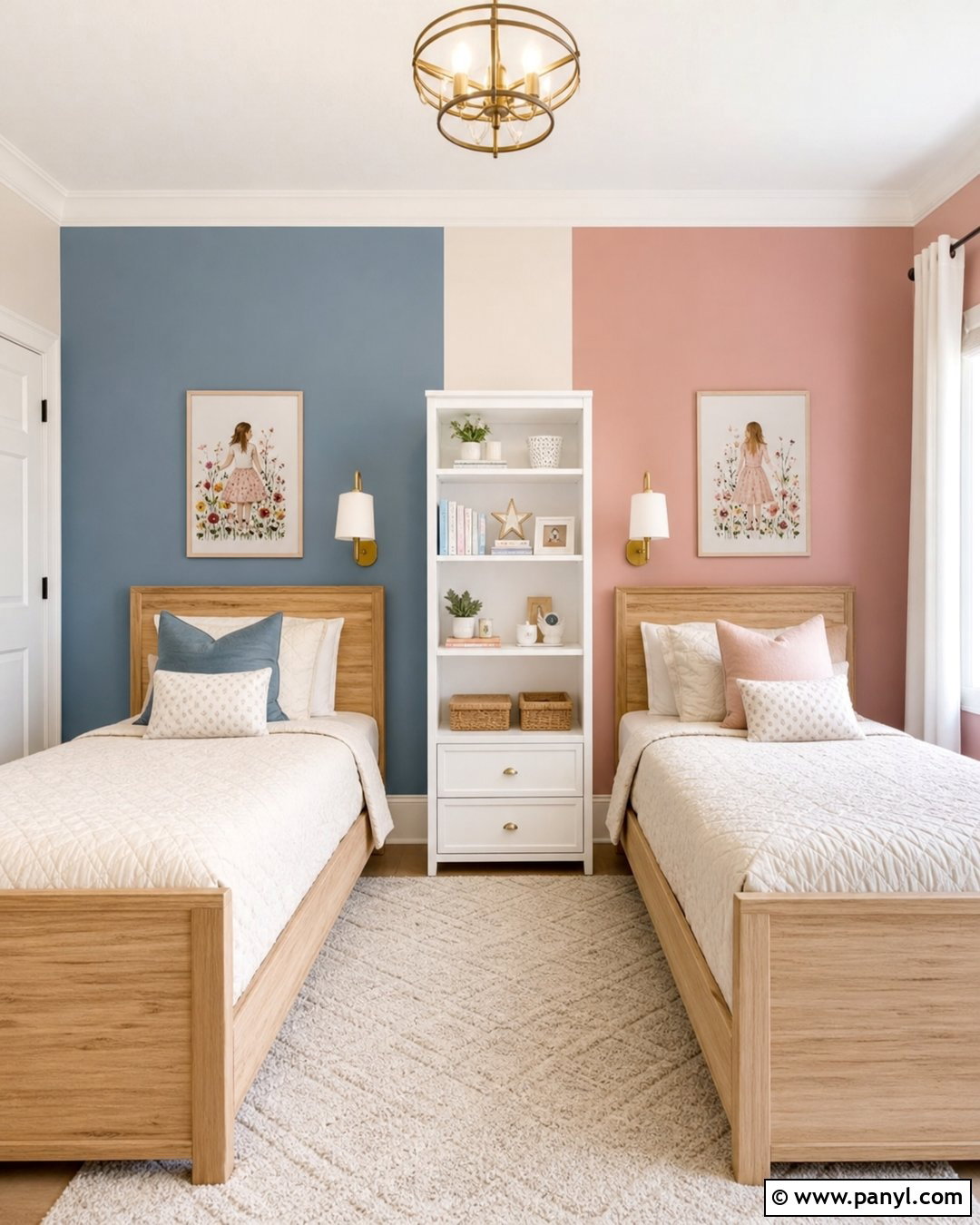 Blue And Pink Split Accent Wall - 25 Girls Room Paint Ideas Accent Walls
