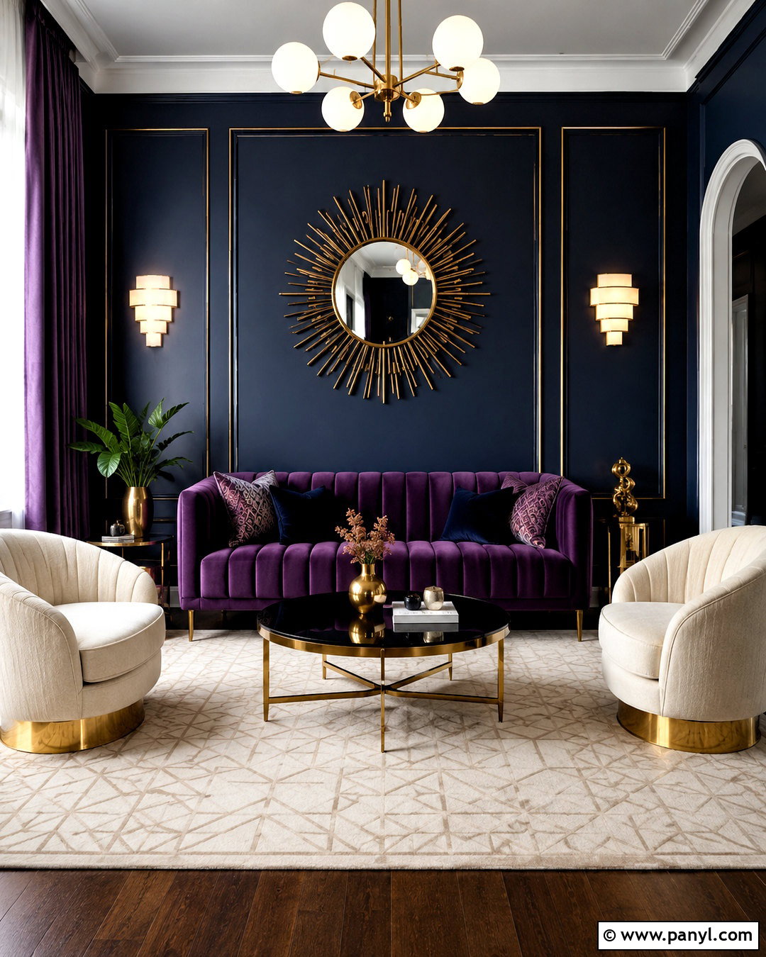 Blue And Purple Art Deco Living Room - 20 blue and purple living room ideas