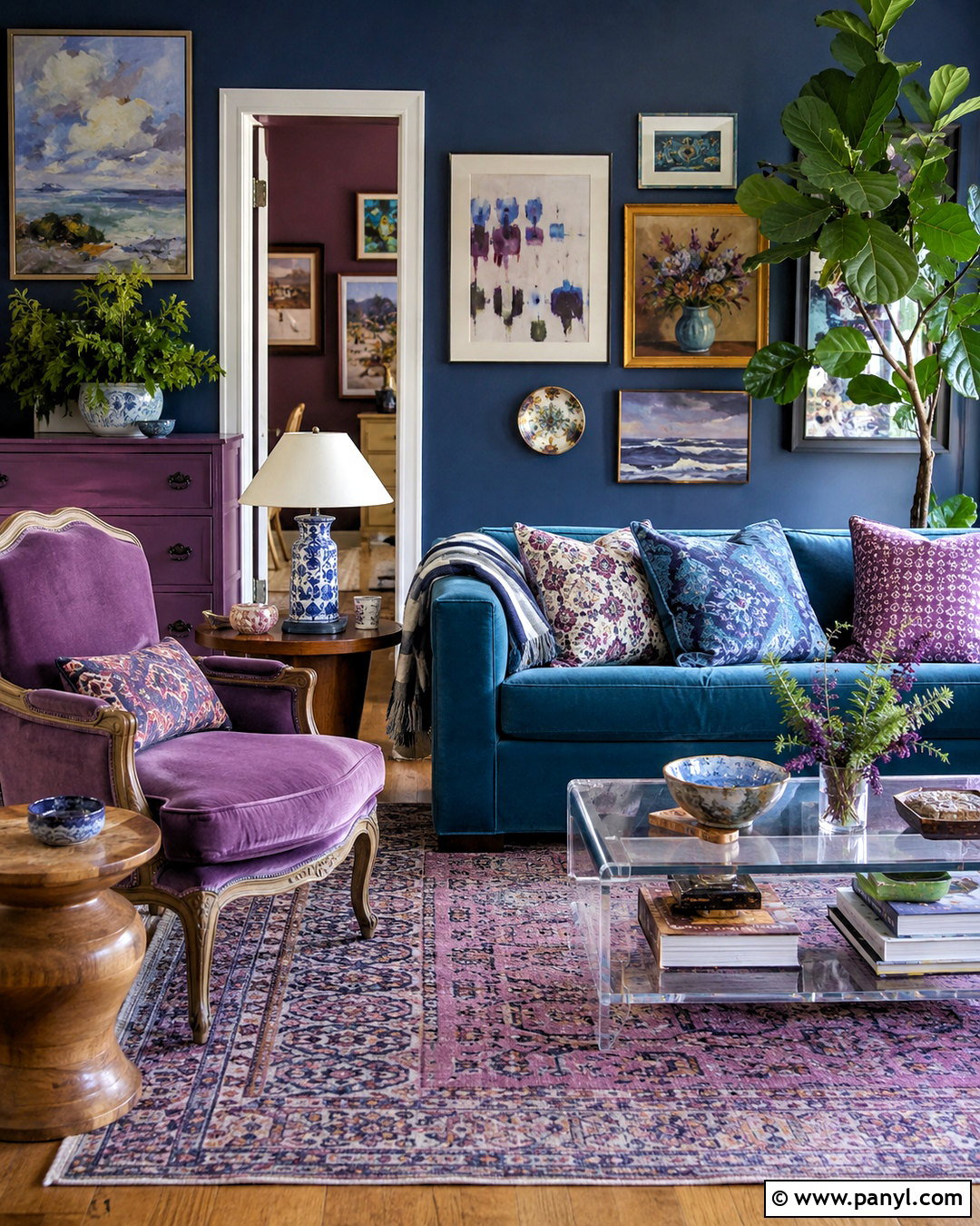 Blue And Purple Eclectic Living Room - 20 blue and purple living room ideas
