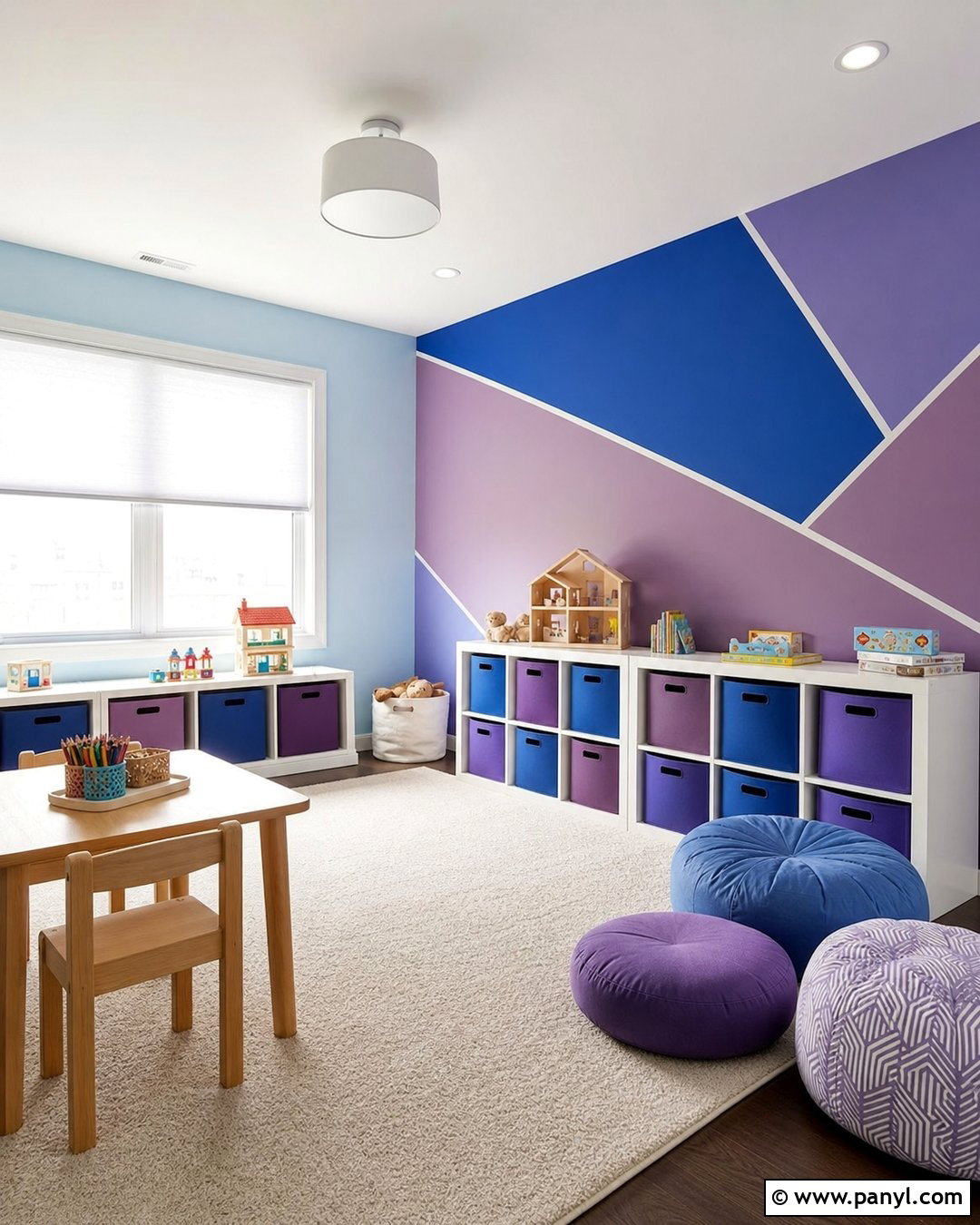 Blue And Purple Geometric Playroom Walls - 25 Blue And Purple Wall Paint Ideas