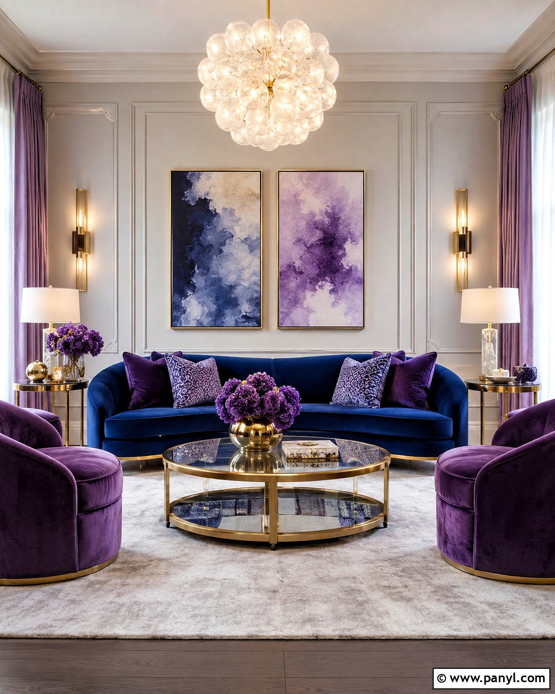 Blue And Purple Glam Living Room - 20 blue and purple living room ideas