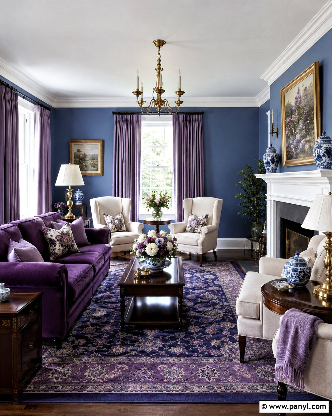 Blue And Purple Traditional Living Room - 20 blue and purple living room ideas