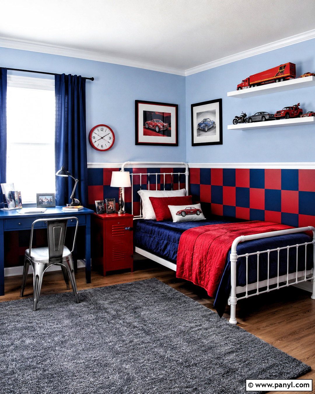 Blue And Red Checkered Boys Room - 20 checkered boys room ideas