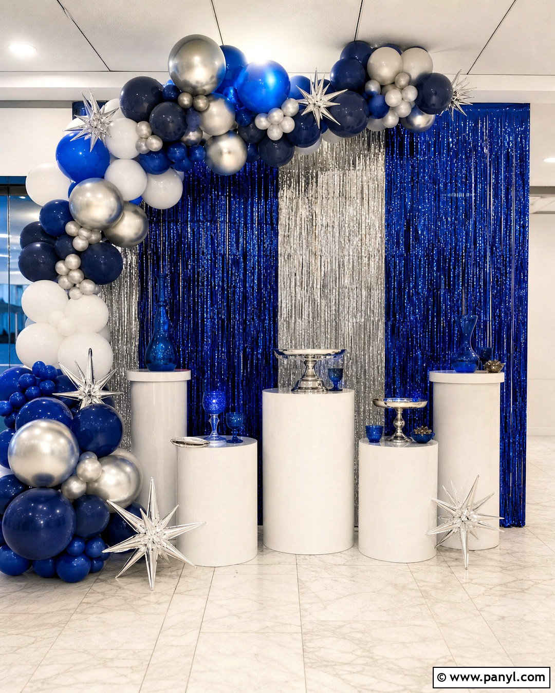 Blue And Silver Foil Wall Backdrop - 20 foil wall backdrop ideas
