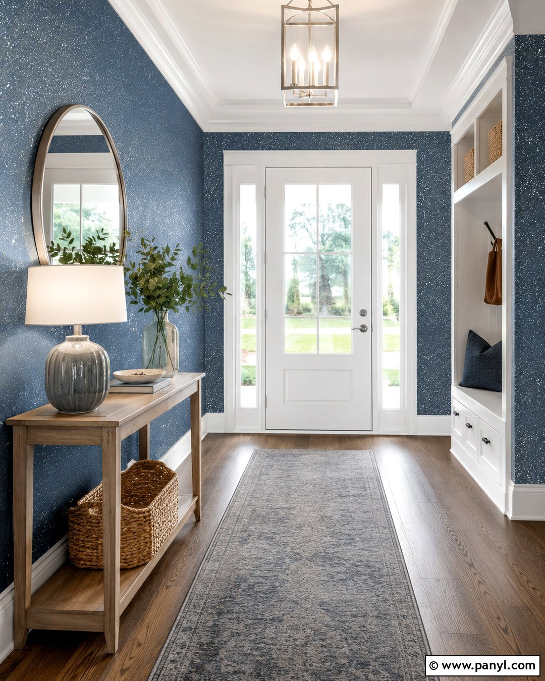 Blue And Silver Glitter Entryway Wall - 20 Blue Glitter Wall Paint Ideas