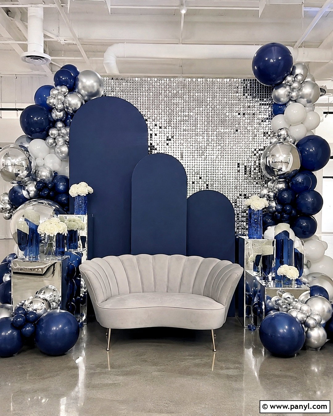 Blue And Silver Metallic Backdrop - 20 metallic backdrop ideas