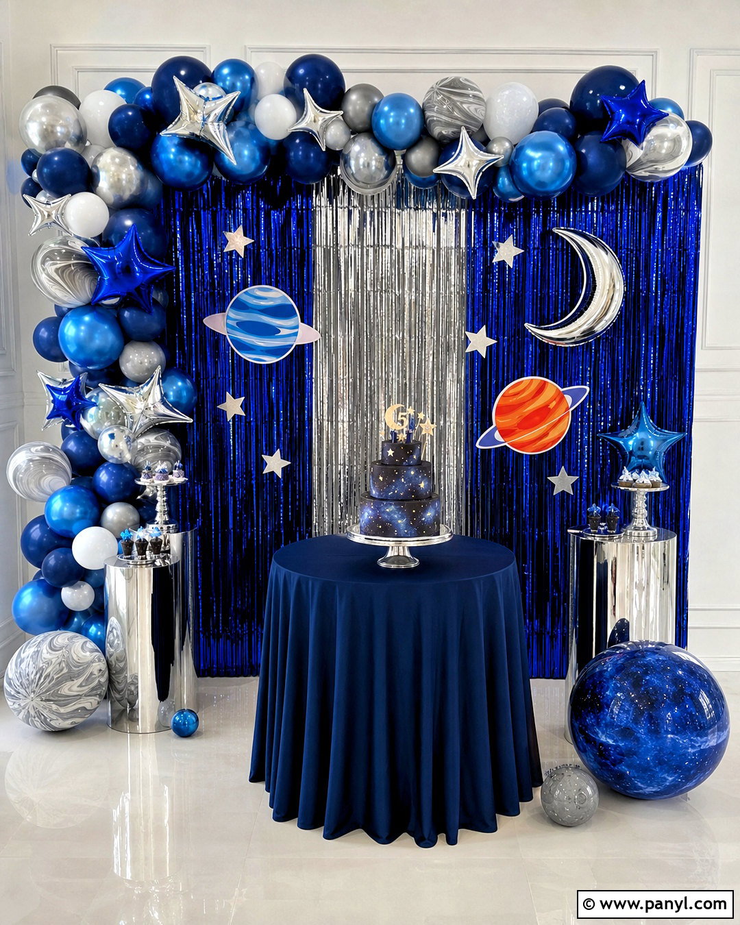 Blue And Silver Space Foil Curtain Backdrop - 20 foil curtain backdrop ideas birthday ideas