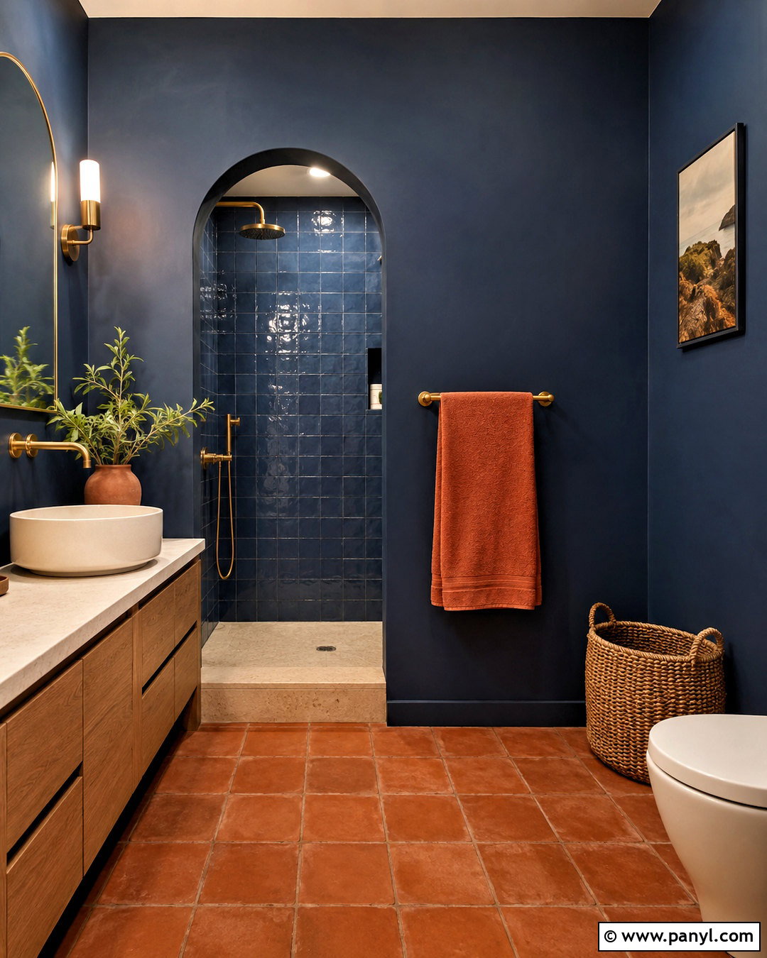 Blue And Terracotta Bathroom - 20 moody blue bathroom ideas