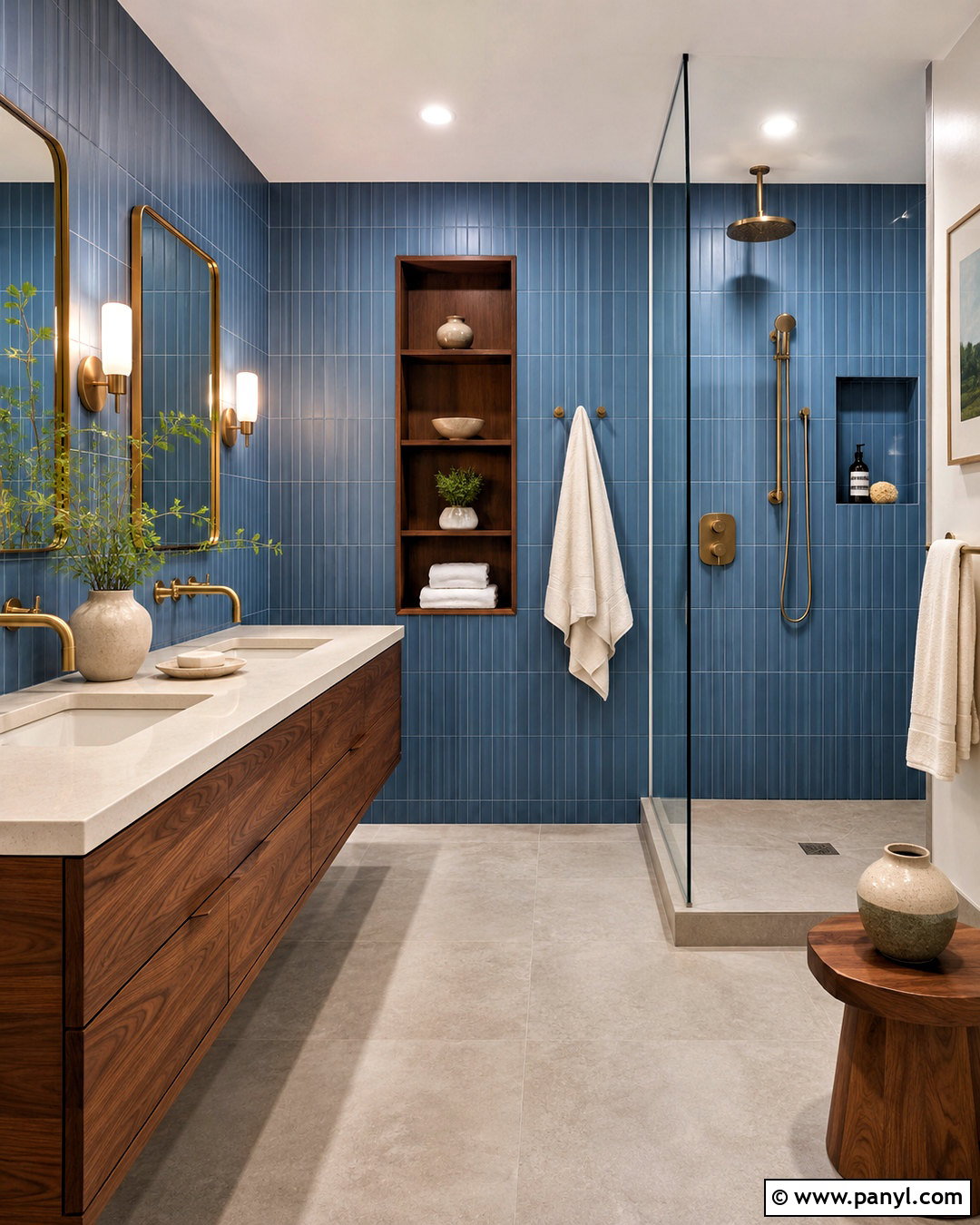 Blue And Walnut Bathroom - 20 modern blue bathroom ideas