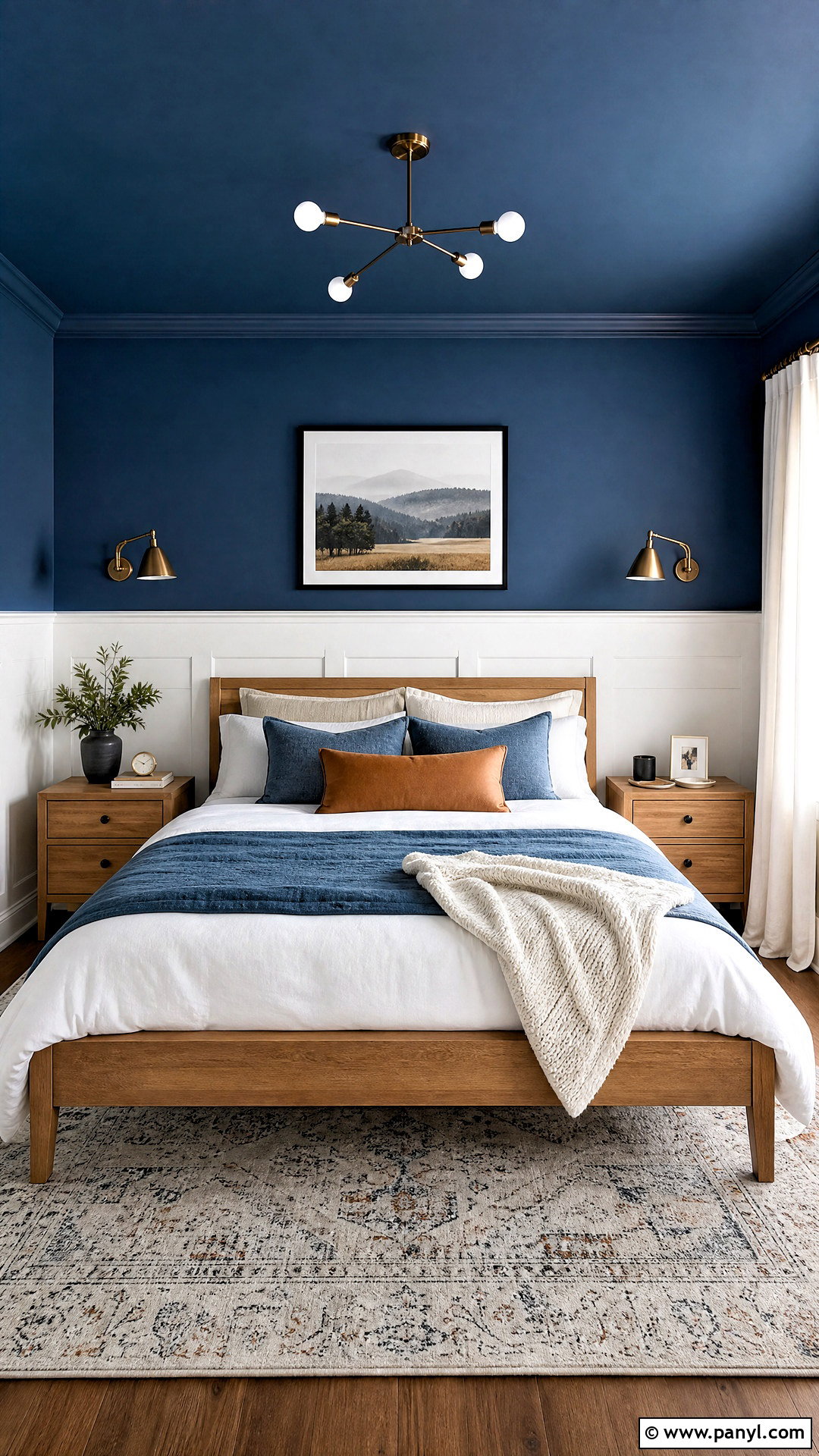 Blue And White Accent Wall With Painted Ceiling - 20 2 tone accent wall ideas