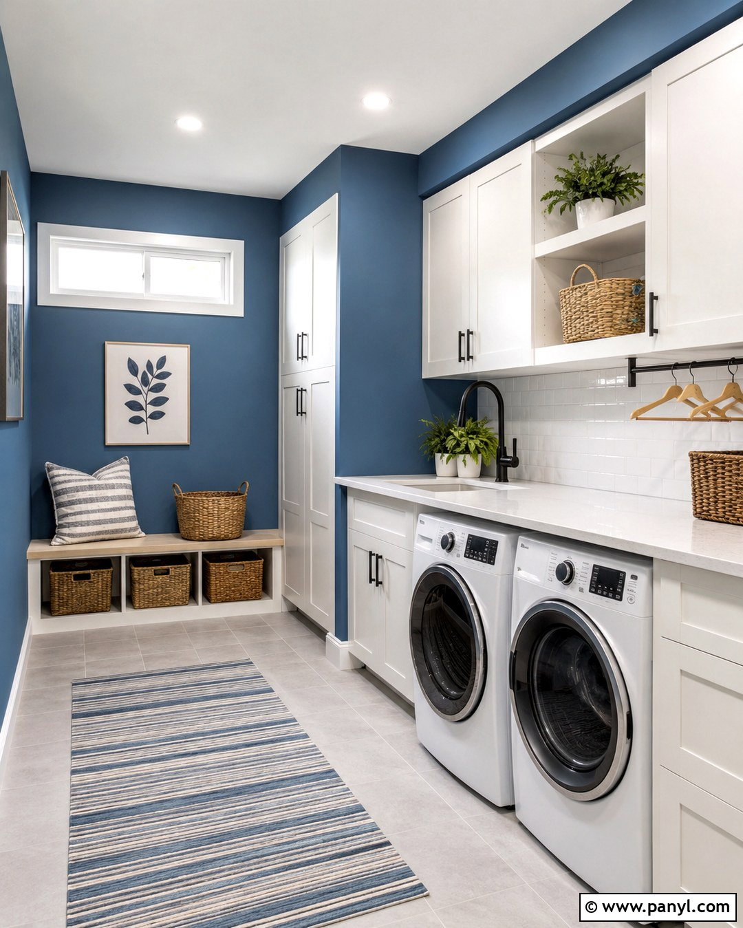 Blue And White Basement Laundry Room - 20 Basement Blue Walls
