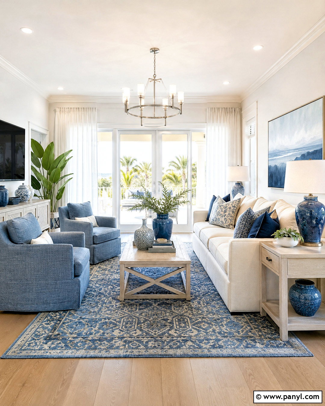 Blue And White Beach House Living Room - 20 modern beach house interior design ideas
