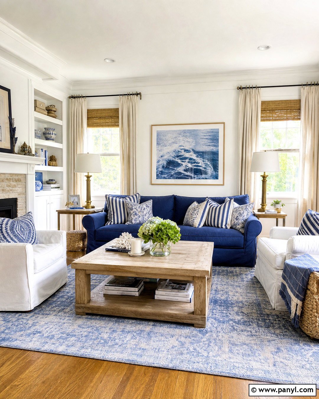 Blue And White Beachy Living Room - 20 beachy interior design ideas