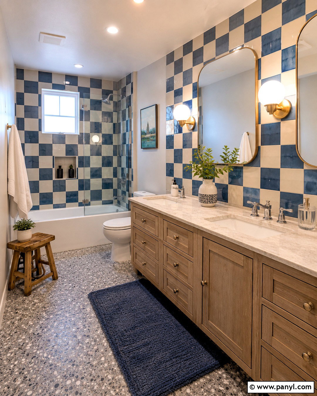 Blue And White Checkerboard Bathroom Wall - 20 checkerboard wall ideas